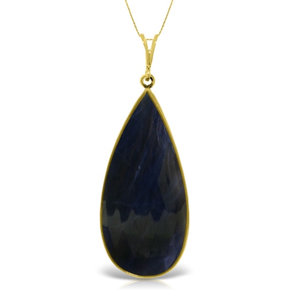 GOLD NECKLACE WITH CHECKERBOARD CUT SAPPHIRE